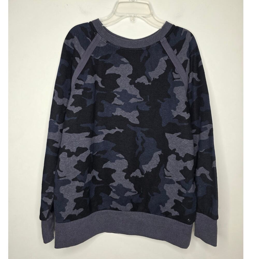 Prana blue black camo camoflauge hemp blend long sleeve sweatshirt - small